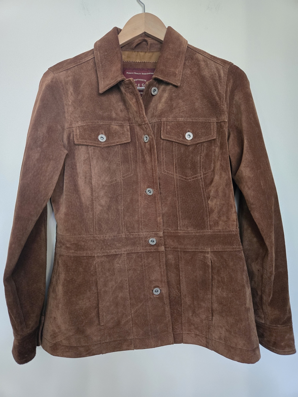 Eddie Bauer Brown Suede Button-Front Jacket